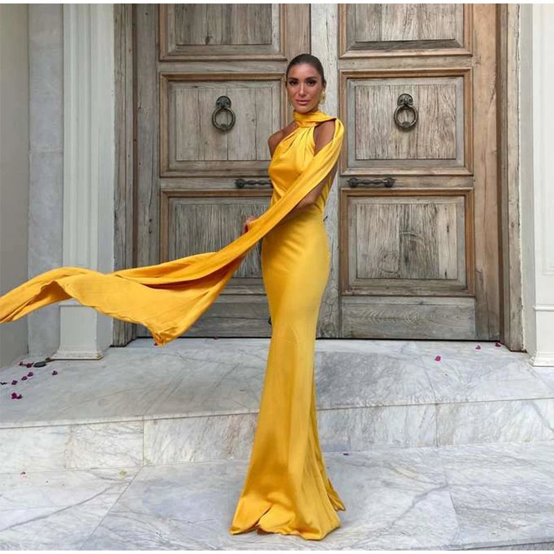 Satin Halter Backless Maxi Dress