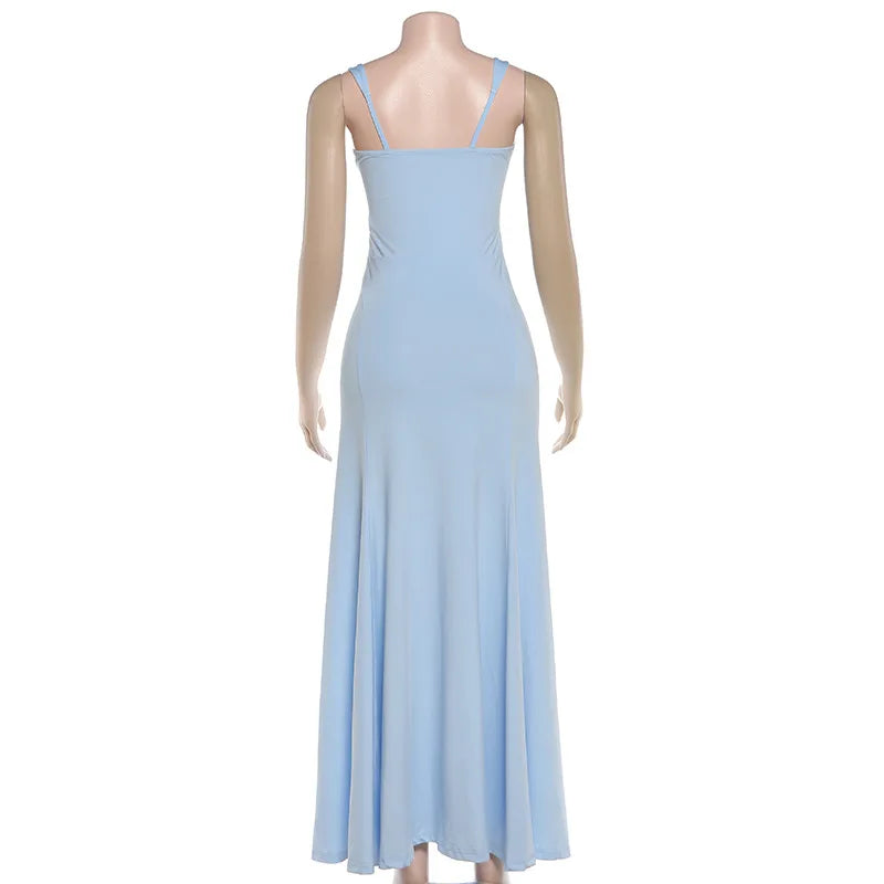 Off-Shoulder Spaghetti Strap Maxi Dress