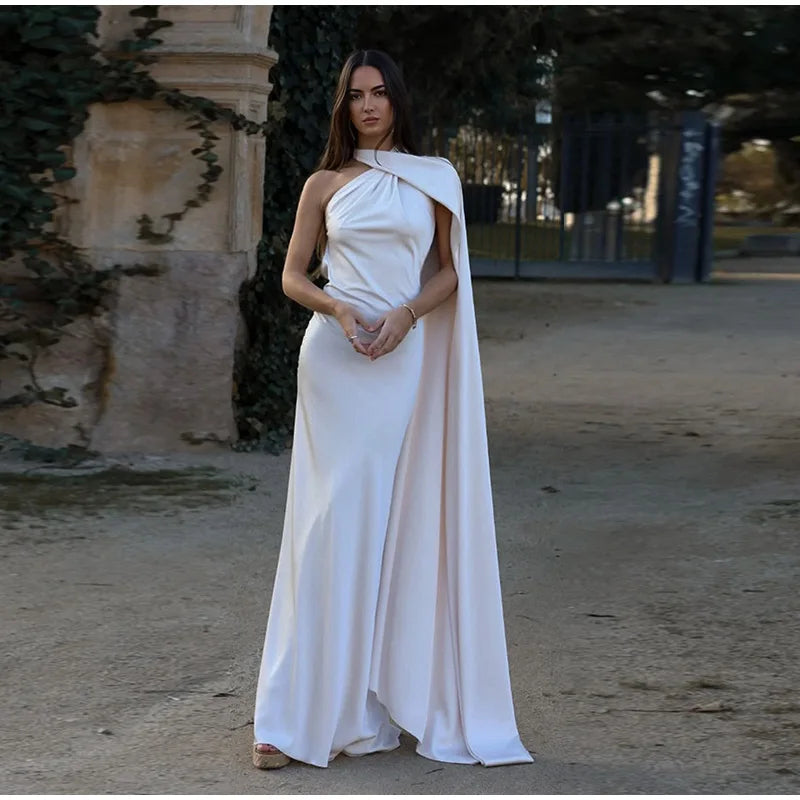 Satin Halter Backless Maxi Dress