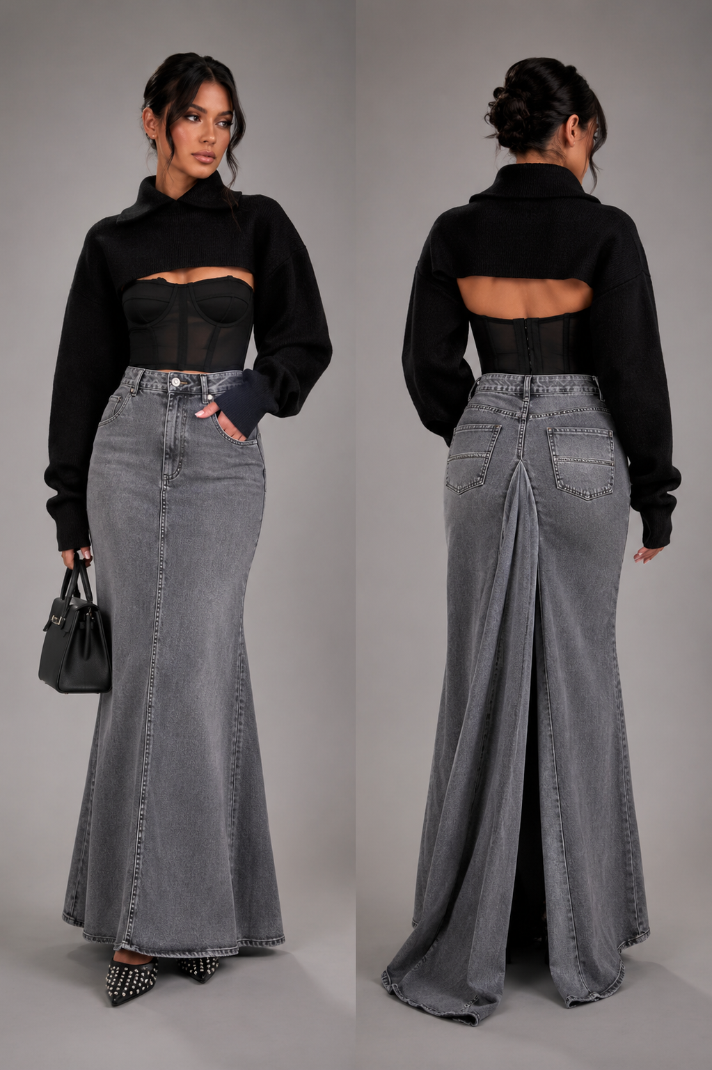 Denim Bodycon Maxi Skirt