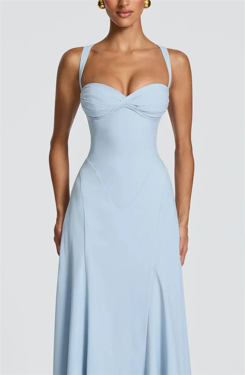 Off-Shoulder Spaghetti Strap Maxi Dress