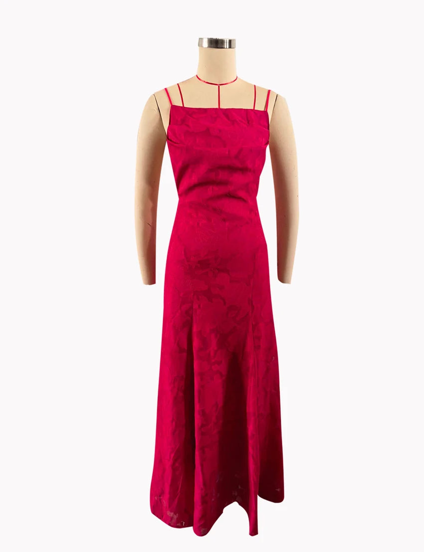 Floral Embroidery Backless Maxi Dress