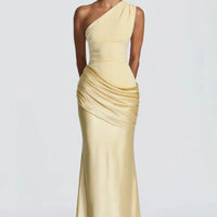 One-Shoulder V-Neck Sheath Maxi Dress