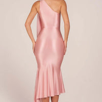 Halter Neck Satin Midi Dress with Sash