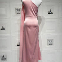 Halter Neck Satin Midi Dress with Sash