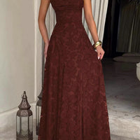 Floral Embroidery Backless Maxi Dress