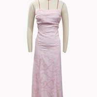 Floral Embroidery Backless Maxi Dress