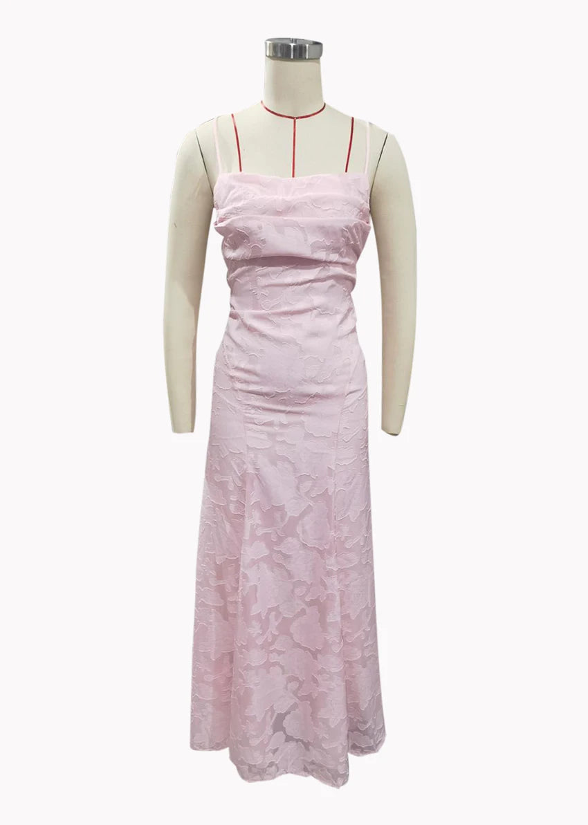 Floral Embroidery Backless Maxi Dress