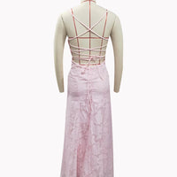 Floral Embroidery Backless Maxi Dress