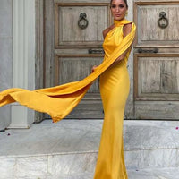 Satin Halter Backless Maxi Dress