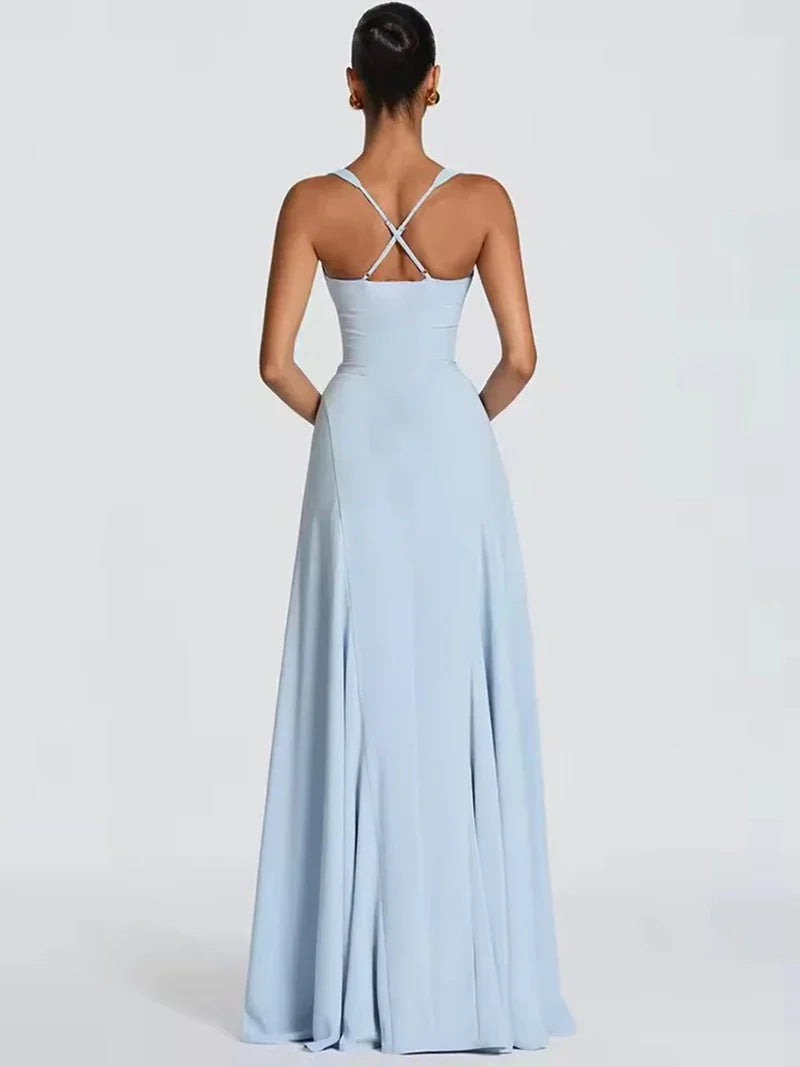 Off-Shoulder Spaghetti Strap Maxi Dress