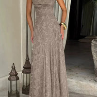 Floral Embroidery Backless Maxi Dress