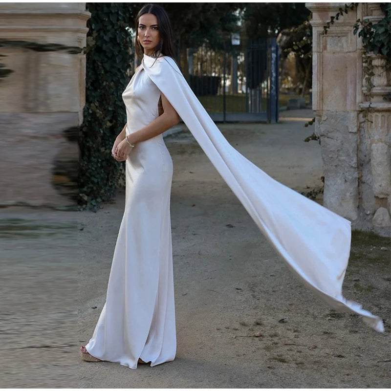 Satin Halter Backless Maxi Dress
