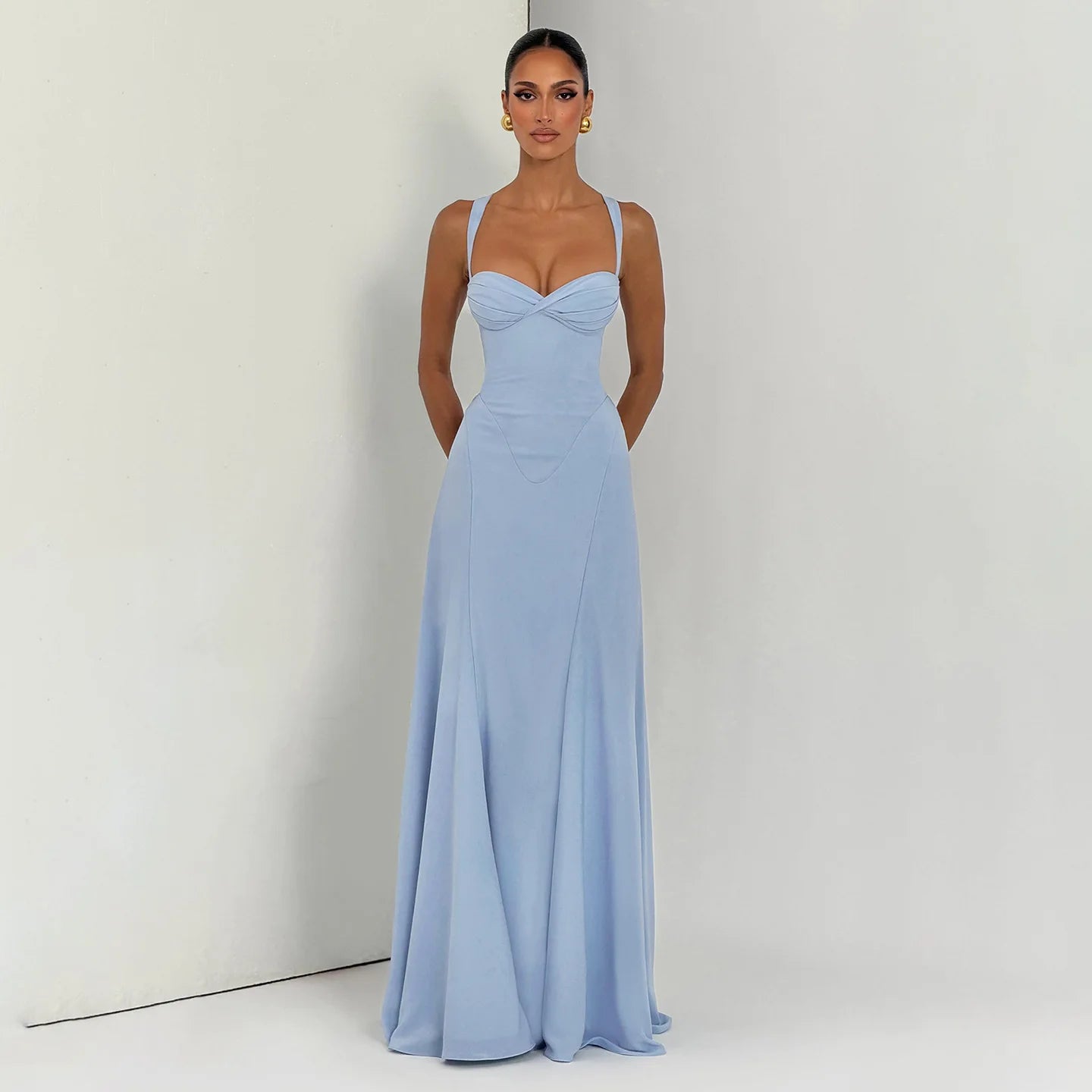 Off-Shoulder Spaghetti Strap Maxi Dress