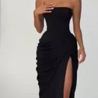 Off-Shoulder Pleated A-Line Maxi Dress