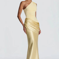 One-Shoulder V-Neck Sheath Maxi Dress