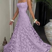 Floral Embroidery Backless Maxi Dress