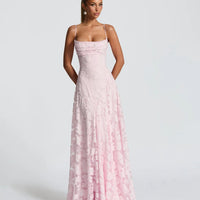 Floral Embroidery Backless Maxi Dress