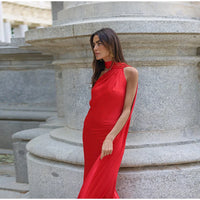 Satin Halter Backless Maxi Dress