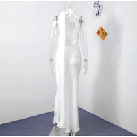 Satin Halter Backless Maxi Dress