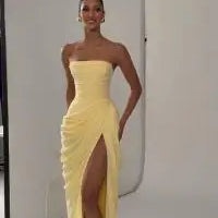 Off-Shoulder Pleated A-Line Maxi Dress