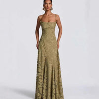 Floral Embroidery Backless Maxi Dress