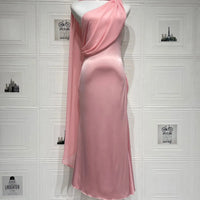 Halter Neck Satin Midi Dress with Sash