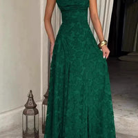 Floral Embroidery Backless Maxi Dress