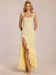 Summer Sexy Yellow Lace Dress High Waist Slim Fit Ruffle Edge Square Collar Backless Strap Women's Long Dresses 2026 New ﻿