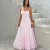 Floral Embroidery Backless Maxi Dress