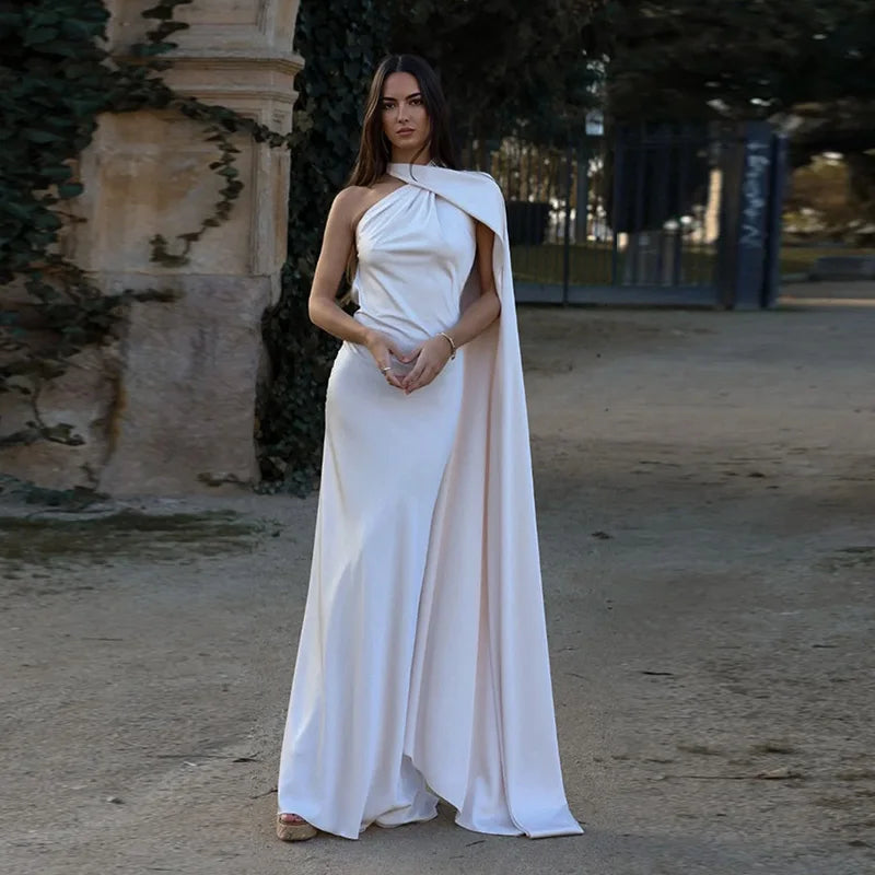 Satin Halter Backless Maxi Dress