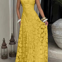 Floral Embroidery Backless Maxi Dress