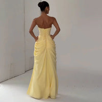 Off-Shoulder Pleated A-Line Maxi Dress