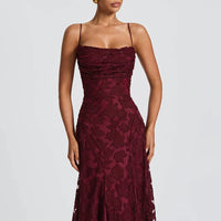 Floral Embroidery Backless Maxi Dress