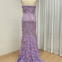 Halter Neck 3D Floral Lace Mermaid Gown