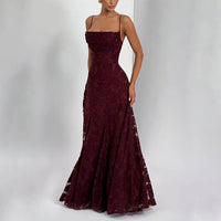 Floral Embroidery Backless Maxi Dress