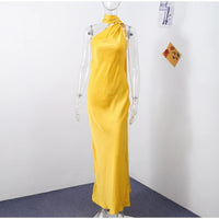 Satin Halter Backless Maxi Dress