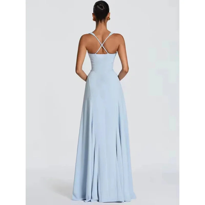 Off-Shoulder Spaghetti Strap Maxi Dress