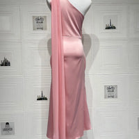 Halter Neck Satin Midi Dress with Sash