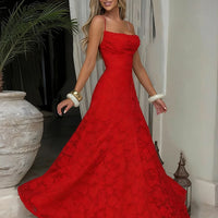 Floral Embroidery Backless Maxi Dress