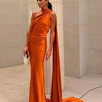 Satin Halter Backless Maxi Dress