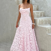 Floral Embroidery Backless Maxi Dress
