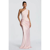 One-Shoulder V-Neck Sheath Maxi Dress