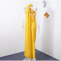 Satin Halter Backless Maxi Dress