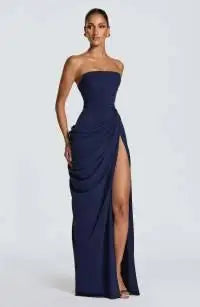 Off-Shoulder Pleated A-Line Maxi Dress