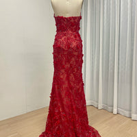 Halter Neck 3D Floral Lace Mermaid Gown
