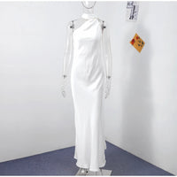 Satin Halter Backless Maxi Dress
