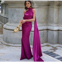 Satin Halter Backless Maxi Dress