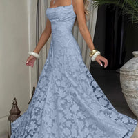 Floral Embroidery Backless Maxi Dress