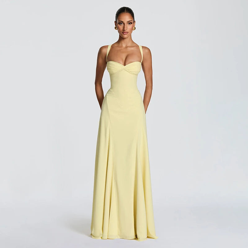 Off-Shoulder Spaghetti Strap Maxi Dress